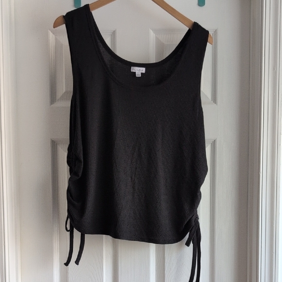love, Fire Tops - love, Fire Black Tank Top with Side Ties